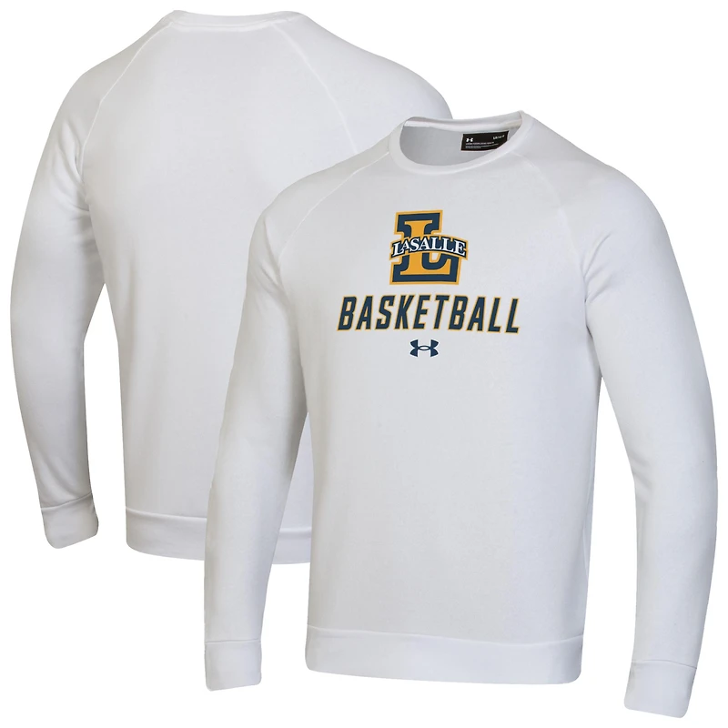 Men's Under Armour  White La Salle Explorers Raglan Basketball Rival Fleece Pullover Sweatshirt
