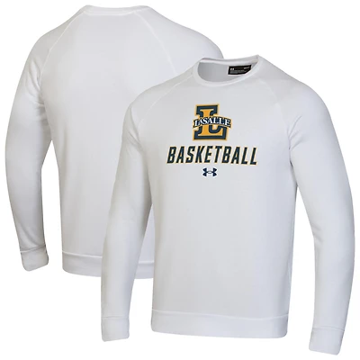 Men's Under Armour  White La Salle Explorers Raglan Basketball Rival Fleece Pullover Sweatshirt