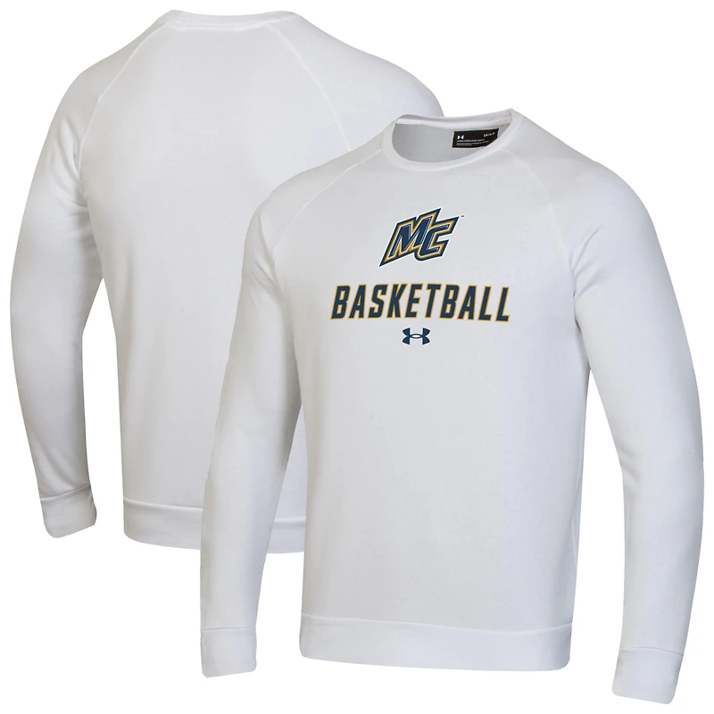 Men's Under Armour  White Merrimack College Warriors Raglan Basketball Rival Fleece Pullover Sweatshirt