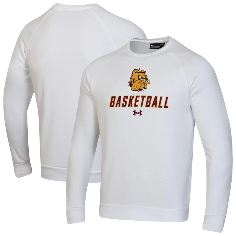 Men's Under Armour  White Minnesota Duluth Bulldogs Raglan Basketball Rival Fleece Pullover Sweatshirt