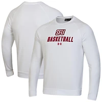 Men's Under Armour  White Saint Francis Red Flash Raglan Basketball Rival Fleece Pullover Sweatshirt