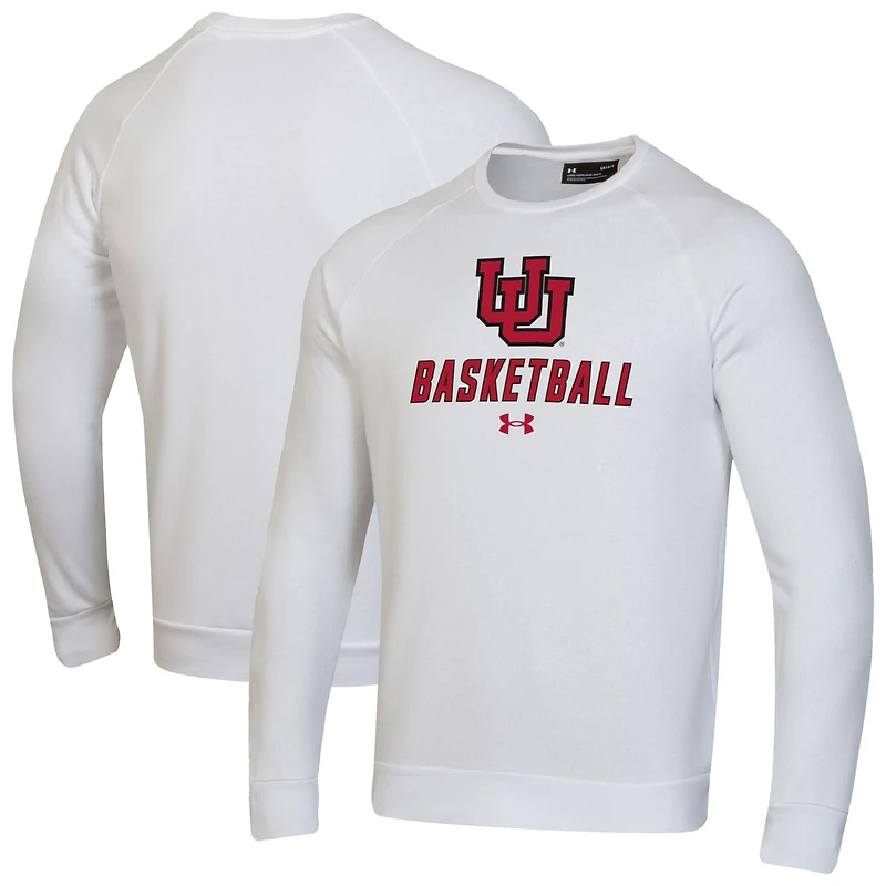 Men's Under Armour White Utah Utes Raglan Basketball Rival Fleece Pullover Sweatshirt