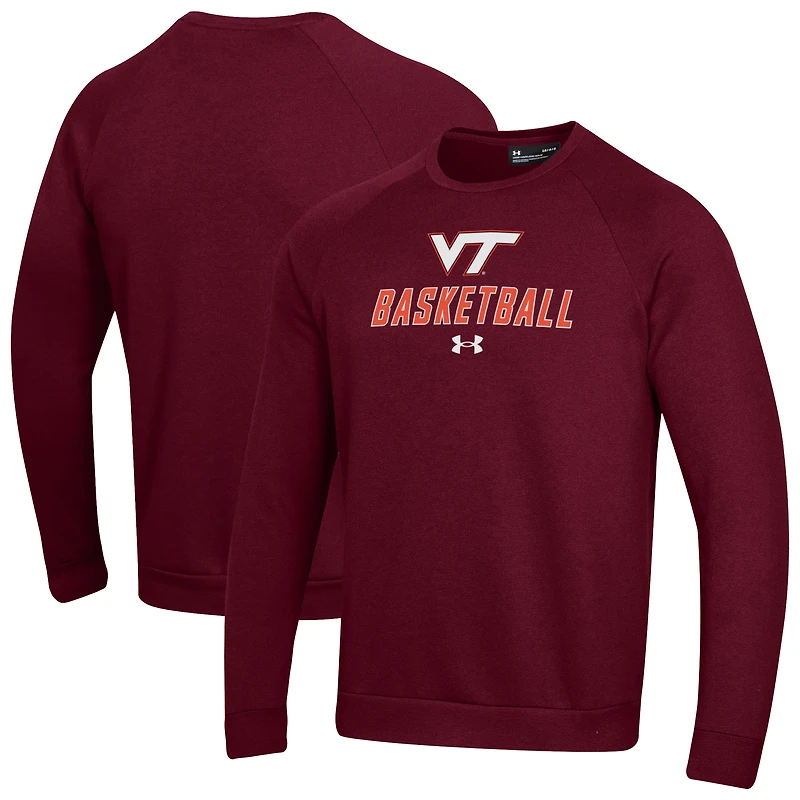 Men's Under Armour  Maroon Virginia Tech Hokies Raglan Basketball Rival Fleece Pullover Sweatshirt