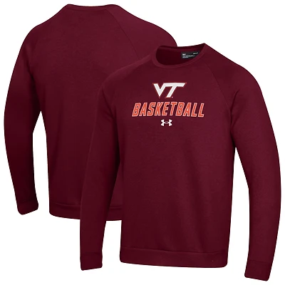 Men's Under Armour  Maroon Virginia Tech Hokies Raglan Basketball Rival Fleece Pullover Sweatshirt