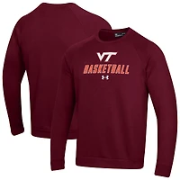 Men's Under Armour  Maroon Virginia Tech Hokies Raglan Basketball Rival Fleece Pullover Sweatshirt