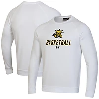 Men's Under Armour  White Wichita State Shockers Raglan Basketball Rival Fleece Pullover Sweatshirt
