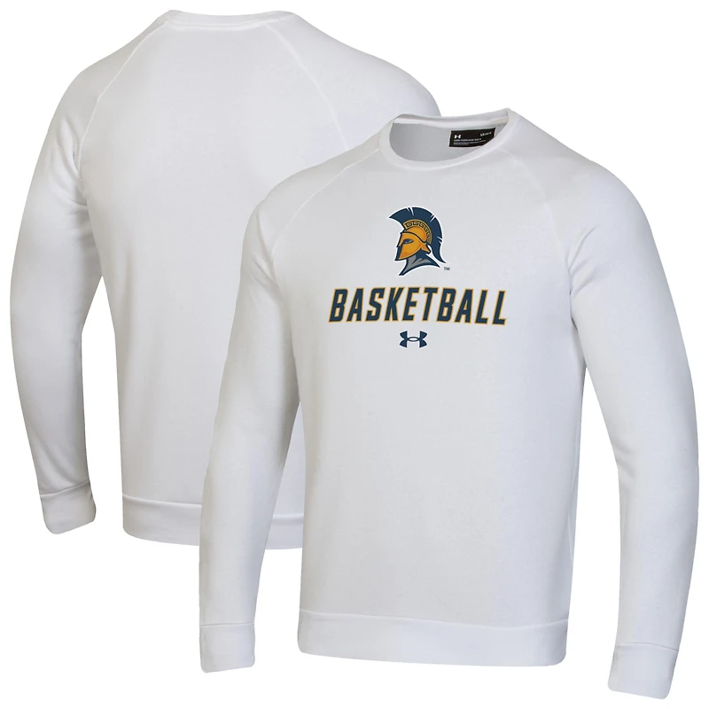 Men's Under Armour  White UNCG Spartans Raglan Basketball Rival Fleece Pullover Sweatshirt