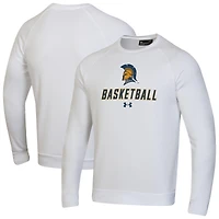 Men's Under Armour  White UNCG Spartans Raglan Basketball Rival Fleece Pullover Sweatshirt