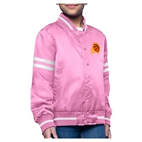 Youth Starter  Pink Phoenix Suns Printed Logo Varsity Satin Full-Snap Jacket