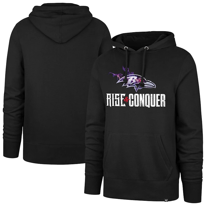 Men's '47  Black Baltimore Ravens Rise and Conquer Headline Pullover Hoodie