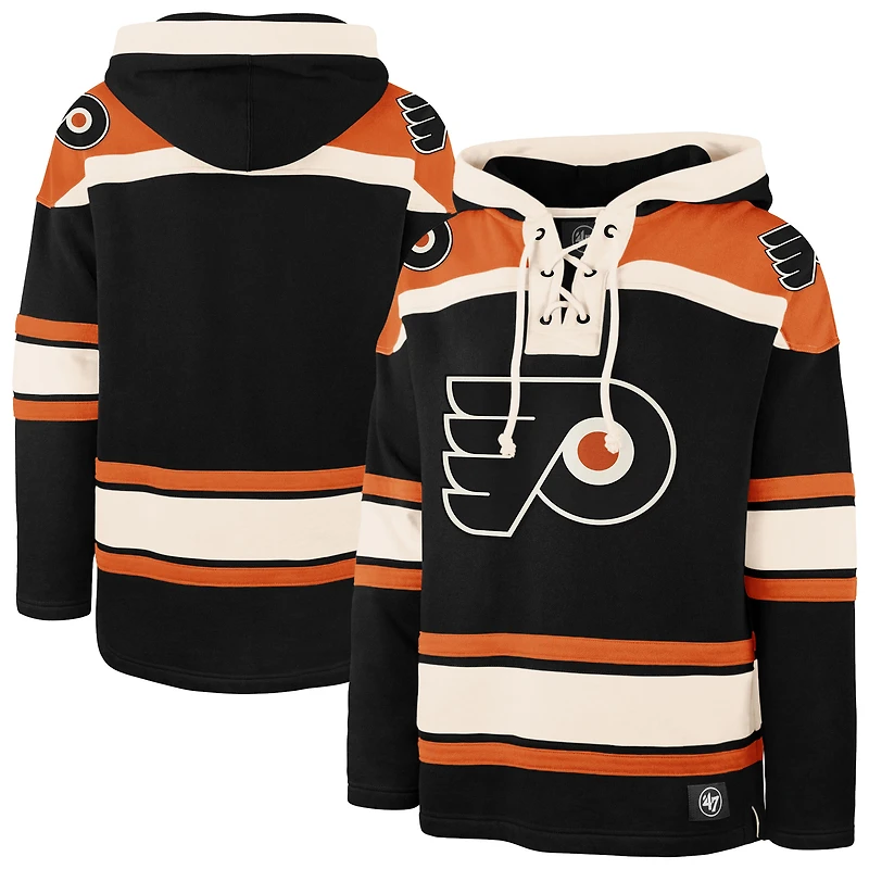 Men's '47 Black Philadelphia Flyers Big & Tall Superior Lacer Fleece Pullover Hoodie