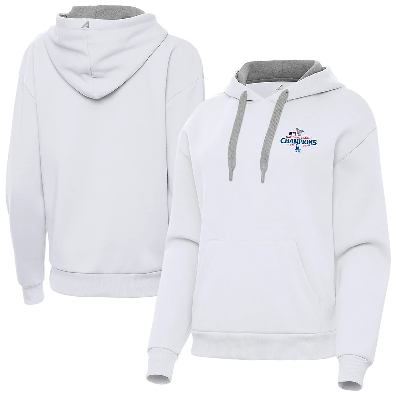 Women's Antigua White Los Angeles Dodgers 2024 National League Champions Victory Pullover Hoodie