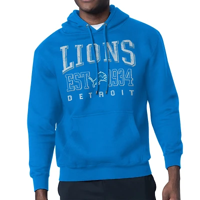 Men's Starter  Blue Detroit Lions Retro Team Logo Pullover Hoodie