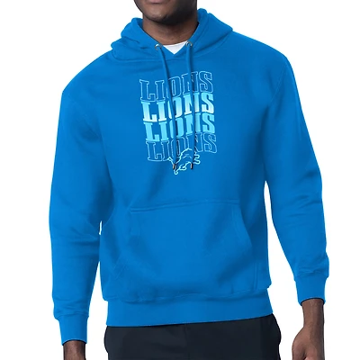 Men's Starter  Blue Detroit Lions Four Team Name Logo Pullover Hoodie