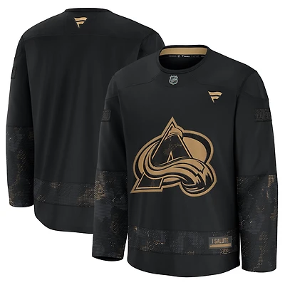 Men's Fanatics  Black Colorado Avalanche 2024 Military Appreciation Practice Jersey