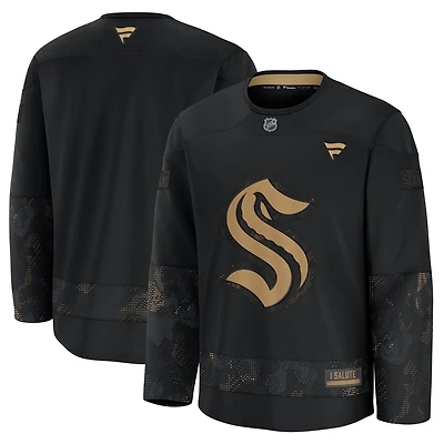 Men's Fanatics  Black Seattle Kraken 2024 Military Appreciation Practice Jersey