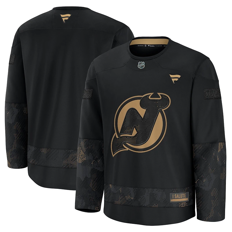 Men's Fanatics  Black New Jersey Devils 2024 Military Appreciation Practice Jersey