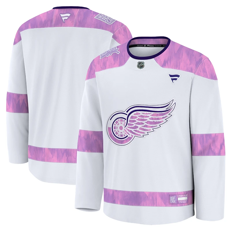Men's Fanatics White Detroit Red Wings 2024 Hockey Fights Cancer Practice Jersey