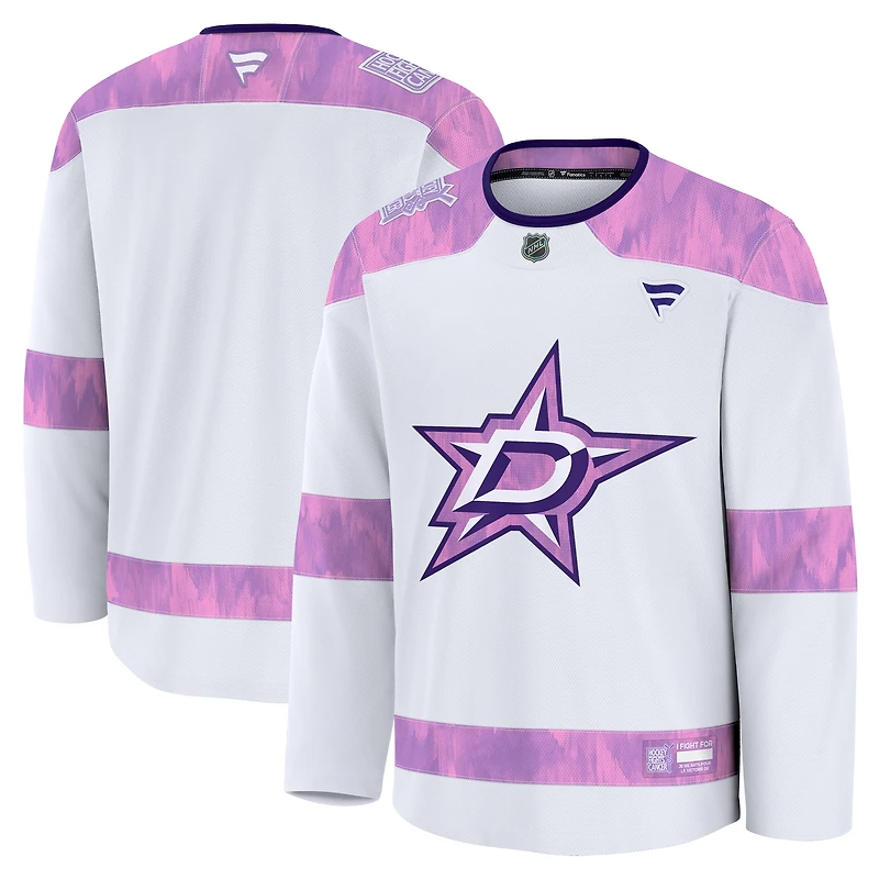 Men's Fanatics  White Dallas Stars 2024 Hockey Fights Cancer Practice Jersey