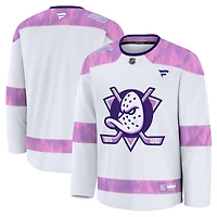 Men's Fanatics  White Anaheim Ducks 2024 Hockey Fights Cancer Practice Jersey
