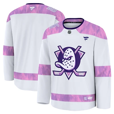 Men's Fanatics  White Anaheim Ducks 2024 Hockey Fights Cancer Practice Jersey