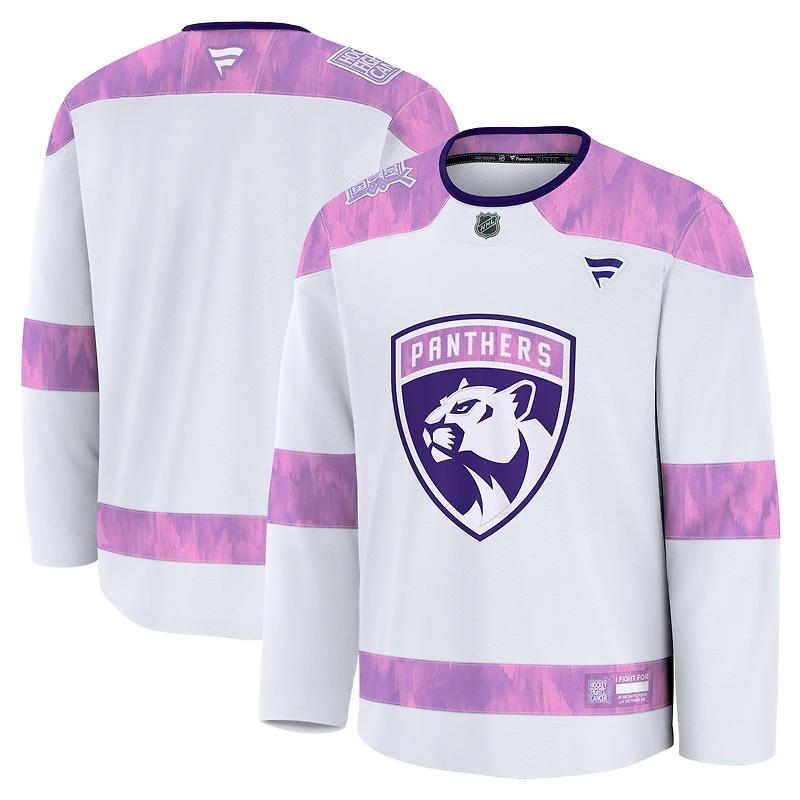 Men's Fanatics White Florida Panthers 2024 Hockey Fights Cancer Practice Jersey