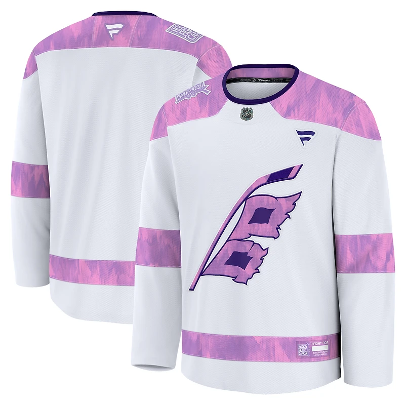 Men's Fanatics  White Carolina Hurricanes 2024 Hockey Fights Cancer Practice Jersey