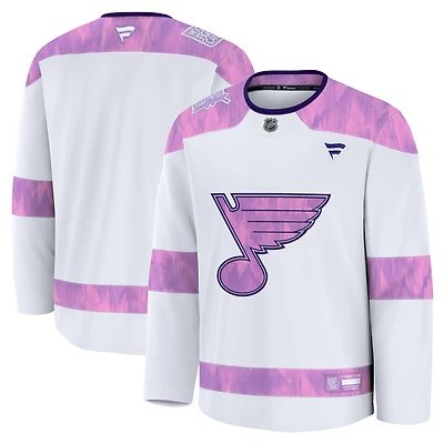 Men's Fanatics  White St. Louis Blues 2024 Hockey Fights Cancer Practice Jersey