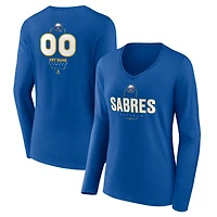 Women's Royal Buffalo Sabres Personalized Name & Number Midfielder Long Sleeve V-Neck T-Shirt