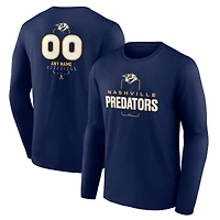 Men's Navy Nashville Predators Personalized Name & Number Midfielder Long Sleeve T-Shirt