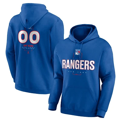Men's Blue New York Rangers Personalized Name & Number Midfielder Pullover Hoodie