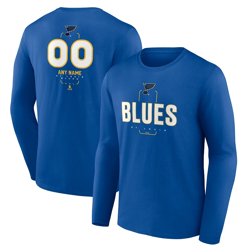 Men's Blue St. Louis Blues Personalized Name & Number Midfielder Long Sleeve T-Shirt