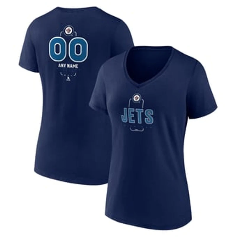 Women's Navy Winnipeg Jets Personalized Name & Number Midfielder V-Neck T-Shirt