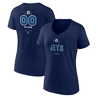 Women's Navy Winnipeg Jets Personalized Name & Number Midfielder V-Neck T-Shirt