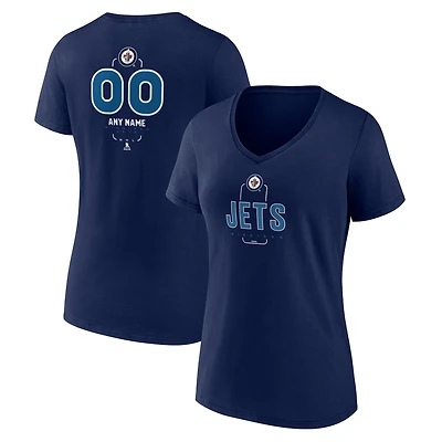 Women's Navy Winnipeg Jets Personalized Name & Number Midfielder V-Neck T-Shirt