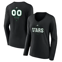 Women's Black Dallas Stars Personalized Name & Number Midfielder Long Sleeve V-Neck T-Shirt