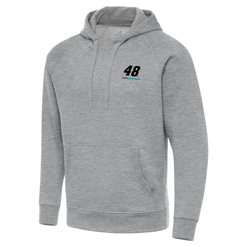 Men's Antigua Heather Gray Alex Bowman Victory Pullover Hoodie