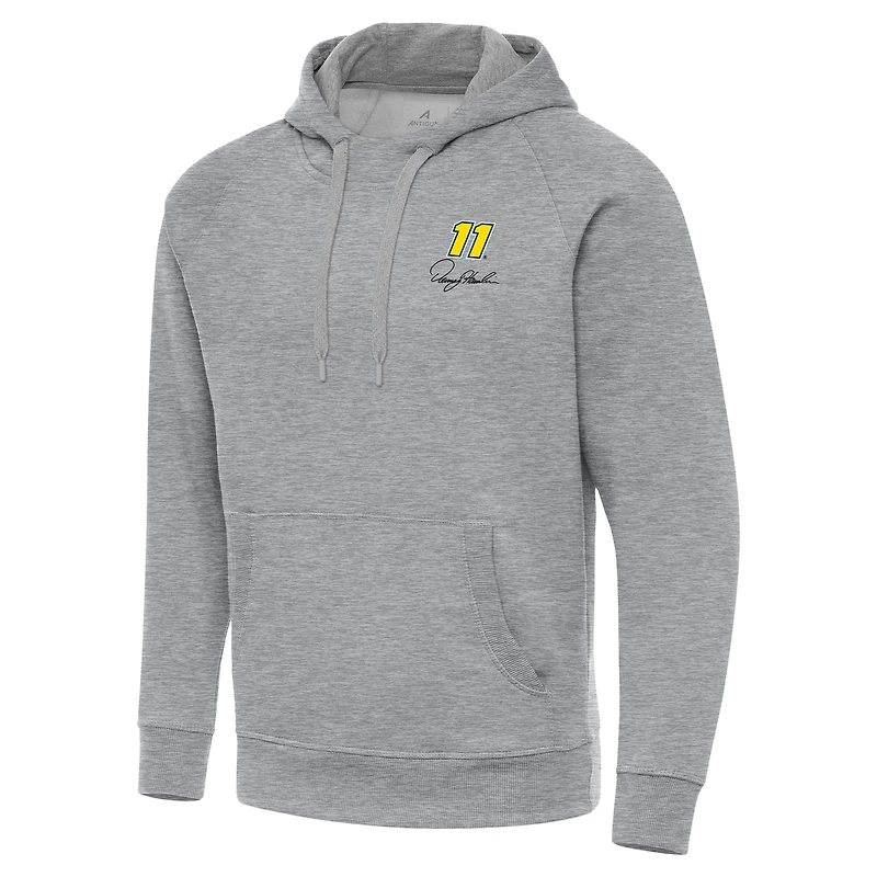 Men's Antigua Heather Gray Denny Hamlin Victory Pullover Hoodie
