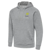 Men's Antigua Heather Gray Denny Hamlin Victory Pullover Hoodie