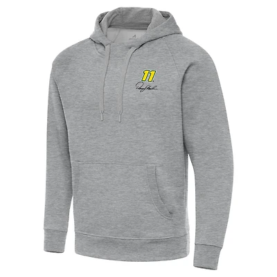 Men's Antigua Heather Gray Denny Hamlin Victory Pullover Hoodie