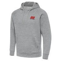Men's Antigua Heather Gray Joey Logano Victory Pullover Hoodie