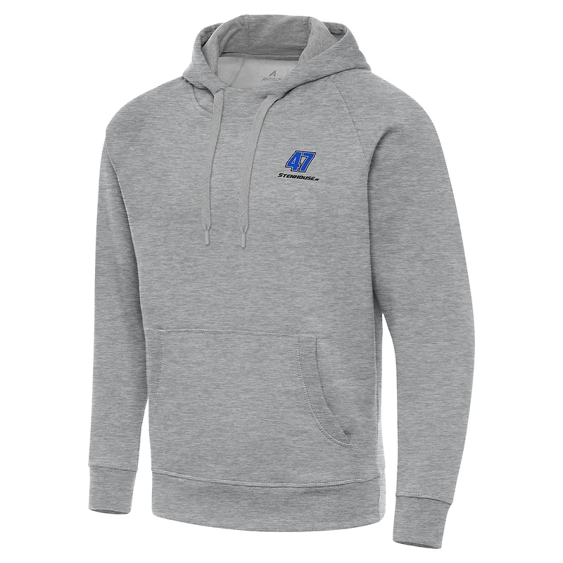 Men's Antigua Heather Gray Ricky Stenhouse Jr. Victory Pullover Hoodie
