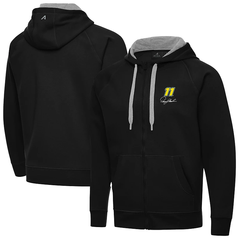 Men's Antigua Black Denny Hamlin Victory Full-Zip Hoodie