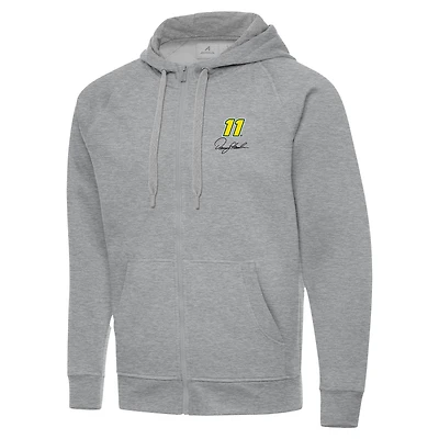 Men's Antigua  Heather Gray Denny Hamlin Victory Full-Zip Hoodie
