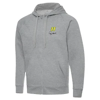 Men's Antigua  Heather Gray Denny Hamlin Victory Full-Zip Hoodie
