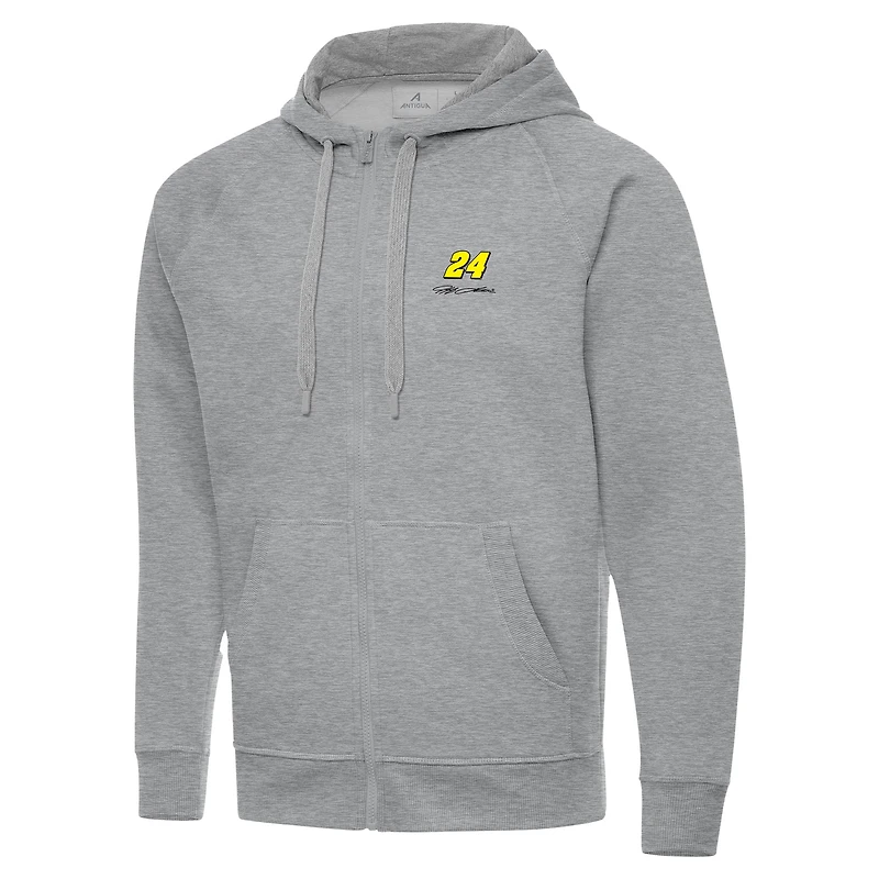 Men's Antigua  Heather Gray Jeff Gordon Victory Full-Zip Hoodie