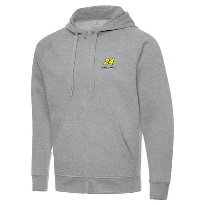 Men's Antigua  Heather Gray Jeff Gordon Victory Full-Zip Hoodie