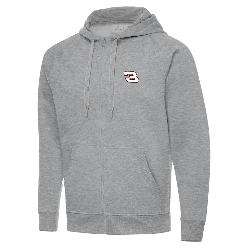 Men's Antigua Heather Gray Richard Childress Racing Victory Full-Zip Hoodie