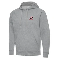 Men's Antigua  Heather Gray Austin Cindric Victory Full-Zip Hoodie