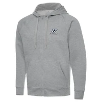 Men's Antigua  Heather Gray Chris Buescher Victory Full-Zip Hoodie